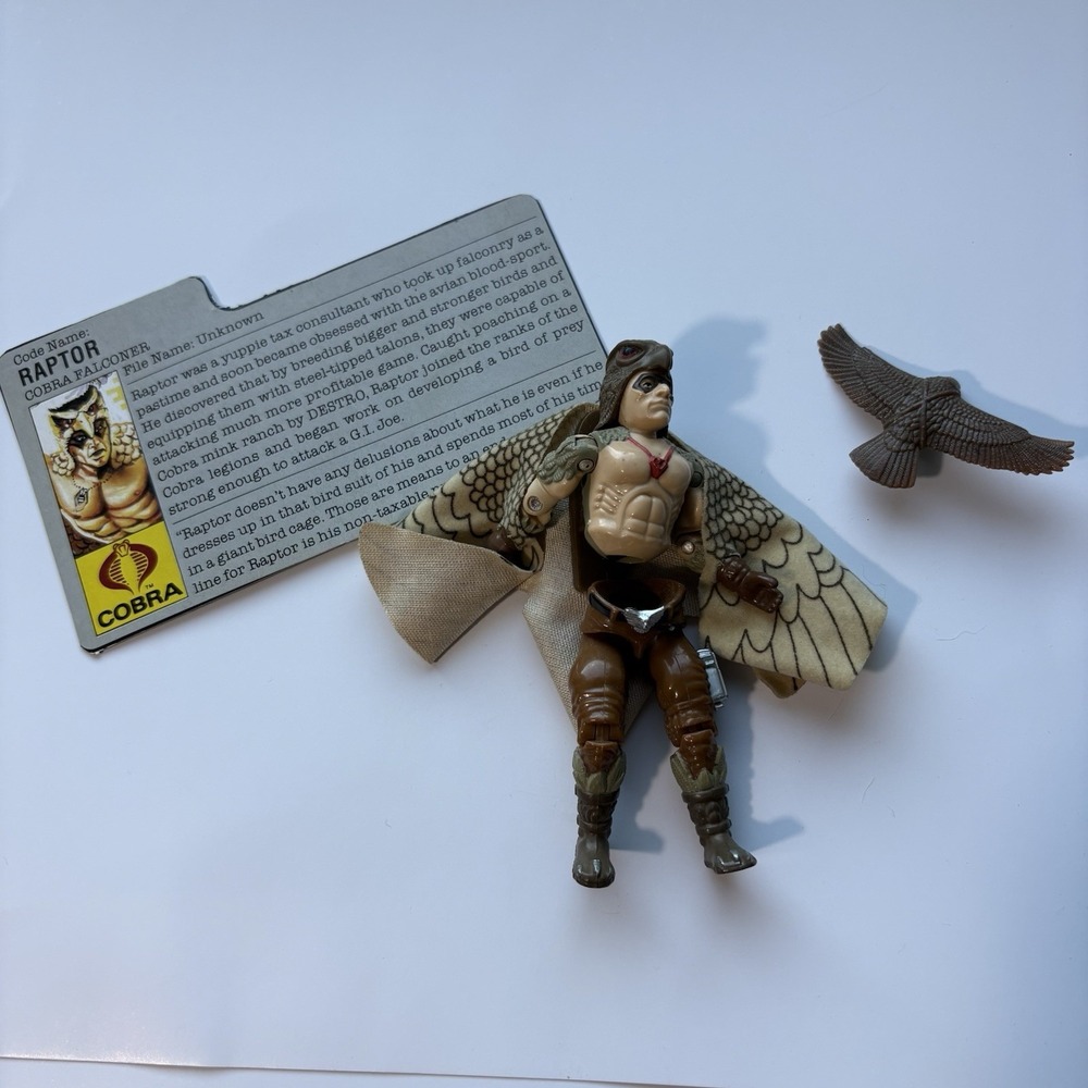 G.I. Joe Cobra Raptor Action Figure with Falcon & Wings & File Card